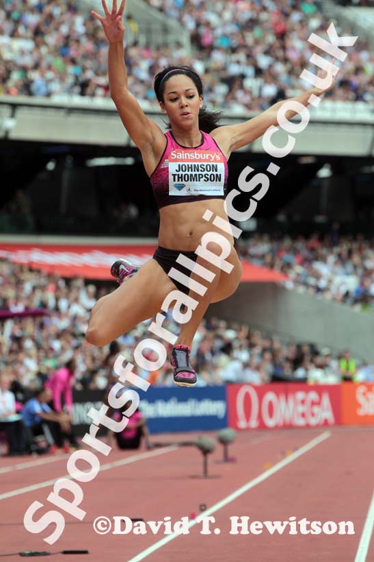 Katarina Johnson-Thompson winner of the long jump at the  2013 IAAF Diamond League, Sainsbury's Anniversary Games, Queen Elizabeth Olympic Park, London.